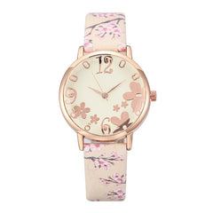 Girl Luxury Watch Women New Fashion Embossed Flowers Small Fresh Printed Belt Dial Watch Female Student Quartz Watch relogio *A
