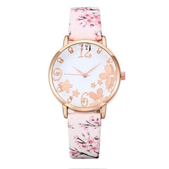 Girl Luxury Watch Women New Fashion Embossed Flowers Small Fresh Printed Belt Dial Watch Female Student Quartz Watch relogio *A