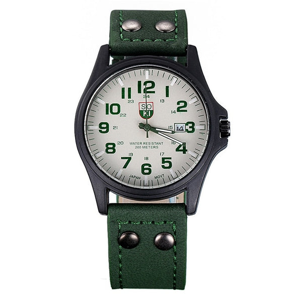 Vintage Classic Watches Mens Daily Waterproof Date Leather Strap Sport Quartz Army Watch Casual wristwatches Relogio Masculino
