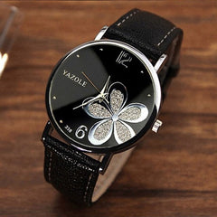 Womens Watches Flower Fashion Leather Analog Quartz Vogue Wrist Watch Leather Strap Clock Couple Watches Relogio