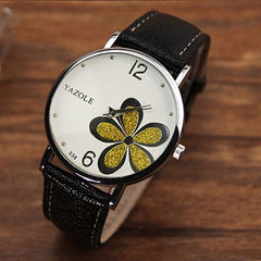 Womens Watches Flower Fashion Leather Analog Quartz Vogue Wrist Watch Leather Strap Clock Couple Watches Relogio