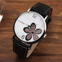 Womens Watches Flower Fashion Leather Analog Quartz Vogue Wrist Watch Leather Strap Clock Couple Watches Relogio
