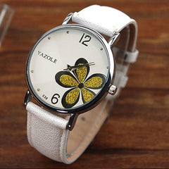 Womens Watches Flower Fashion Leather Analog Quartz Vogue Wrist Watch Leather Strap Clock Couple Watches Relogio