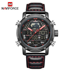 NAVIFORCE Watch Men Top Brand Luxury Digital Analog Sport Wristwatch Military Genuine Leather Male Clock Relogio Masculino 9160