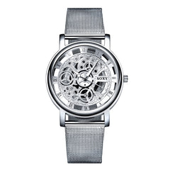 SOXY Watch 2019 Skeleton Wrist Watch Men Simple Style Mesh Belt Men Women Unisex Quartz Watches Hollow Watches relogio masculino