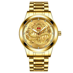 Fashion Men Watch Golden Mens Watches Top Brand Luxury Waterproof Full Steel Quartz Dragon Clock Male 2019 Relogio Masculino