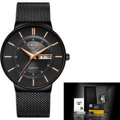 2019 New Blue Quartz Clock LIGE Mens Watches Top Brand Luxury Watch For Men Simple All Steel Waterproof Wrist Watch Reloj Hombre