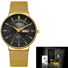 2019 New Blue Quartz Clock LIGE Mens Watches Top Brand Luxury Watch For Men Simple All Steel Waterproof Wrist Watch Reloj Hombre